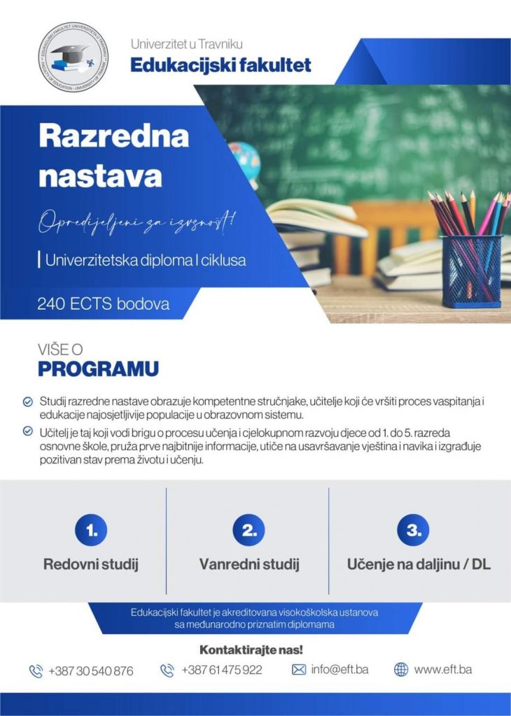 Predstavljamo studijski smjer Razredna nastava: Učitelji odgajaju i obrazuju budućnost svijeta!