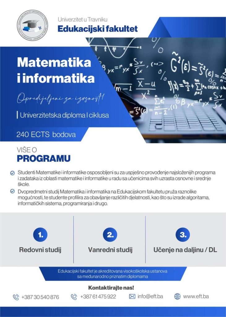 Studiraj Matematiku i informatiku na Edukacijskom fakultetu